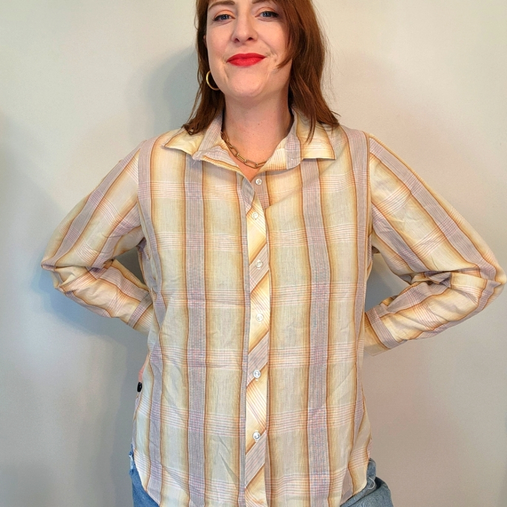 Vintage 70s Western Plaid Button Up